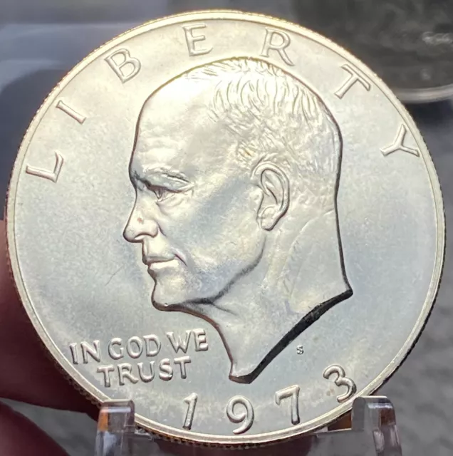 1973-S 40% Silver Uncirculated Eisenhower $1 Coin Roll $20 Face Value