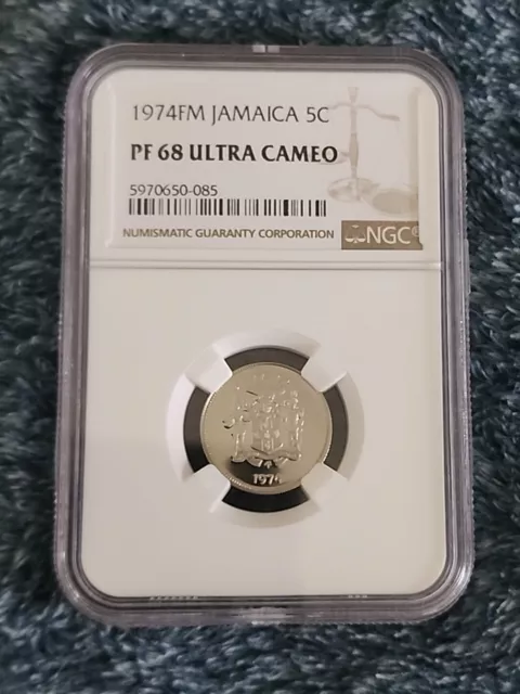 1974FM Jamaica 5c Pf 68 Ultra Cameo  NGC 5970650-085. 👀  Fast Shipping  👀