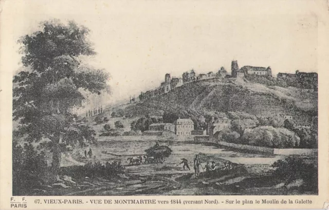 75 Vieux Paris Vue Montmartre Vers 1844 Sur Le Plan Moulin De La Galette