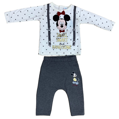 Completo T-Shirt + Pantalone Topolino Disney Neonato 6/24 Mesi - Hu0032Bianco