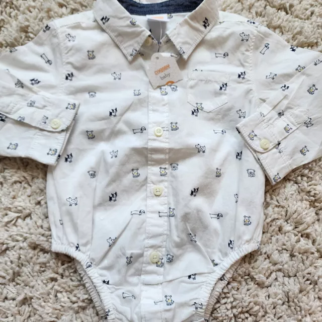Gymboree: "Dogs" (Collared) Button-Up Shirt, Size Boys 6-12M, Color White, NWT