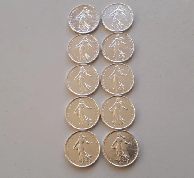 lot 5 Francs Semeuse 10 pièces de 1960 à 1969    SPL 2