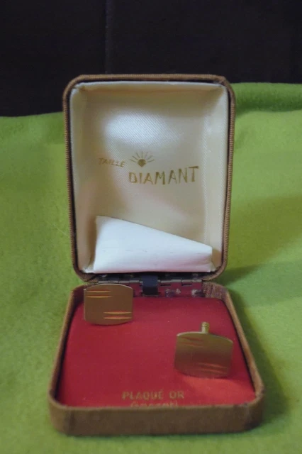 Coffret Boutons De Manchettes Vintage Années 70/80 Plaqué Or - Cadeau Homme, Parfait état