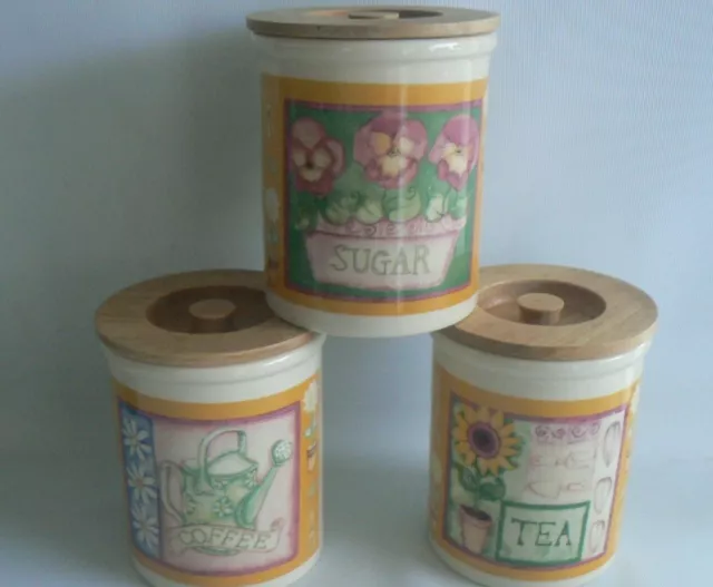 TG GREEN Cloverleaf  Storage Jars x 3 TEA COFFEE SUGAR