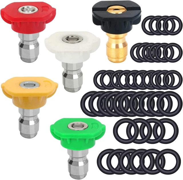 5 Pack Pressure Washer Spray Nozzles Tips + 40 Pcs O-Rings Replacement FREE SHIP