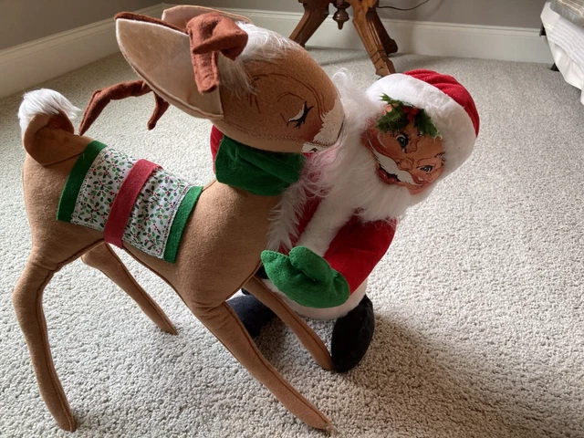 Annalee Doll 1990 18” Santa Hugging Reindeer With Hangtag