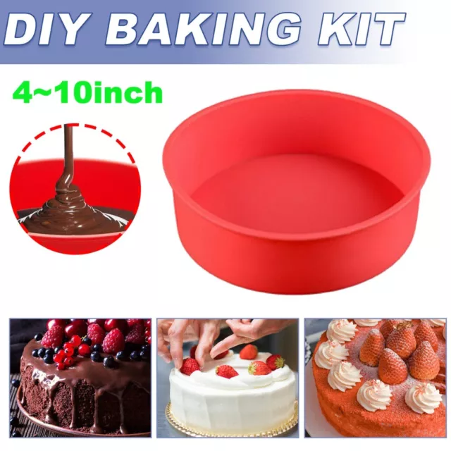 4-10" Silicone Round Bread Mold Cake Pan Muffin Mould Bakeware Baking Tray Tool