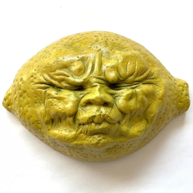 Handmade Yellow Lemon, Sour Collectible Signed Original Whimsical Wall Sculpture