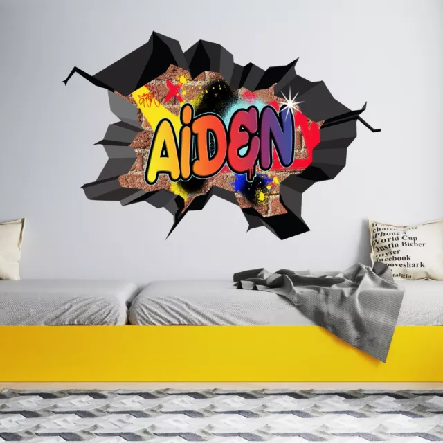 Graffiti Personalised Custom Name Cracked Wall Decal Wall Sticker Decor Art Kids