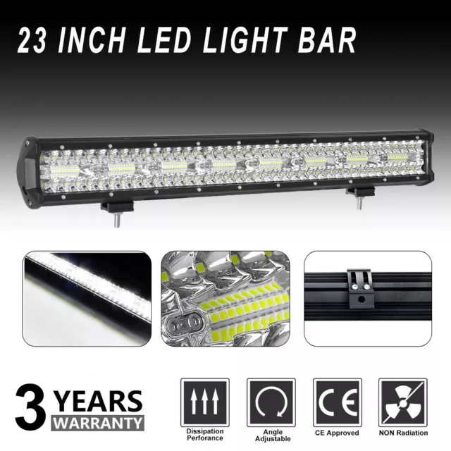 23Inch Led Light Bar Flood Spot Combo Work Driving Offroad 4WD Tri-row Bar 22''