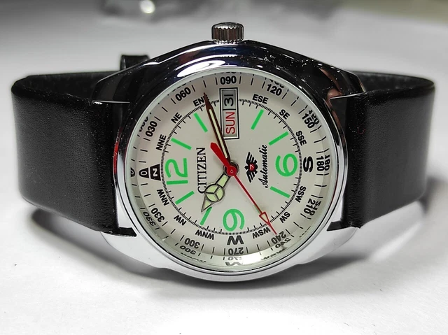 White Color Face day-date Citizen Automatic Cal.8200 watch Working Condition