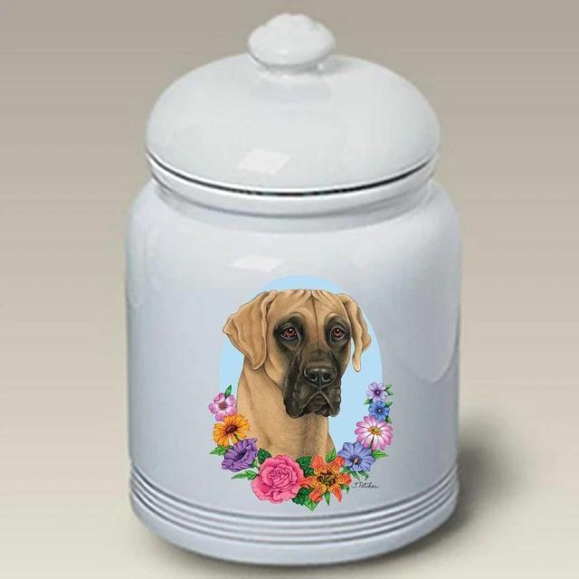 Uncropped Fawn Great Dane Ceramic Treat Jar TP 47153