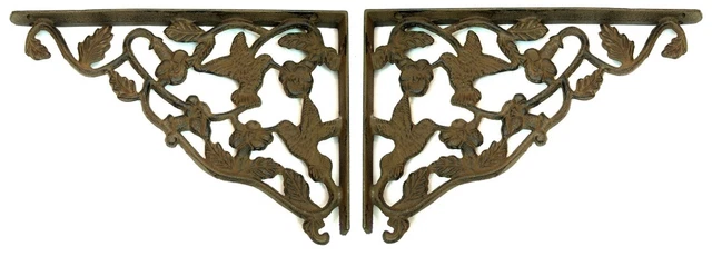 Hummingbird Corner Brace Cast Iron Shelf Brackets (Set Of Two) 0170-06504