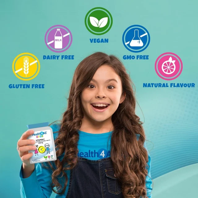 HEALTH4ALL KIDS VITAMIN C 250mg 90 Tablets (V) Vegan Chewable Vitamin C