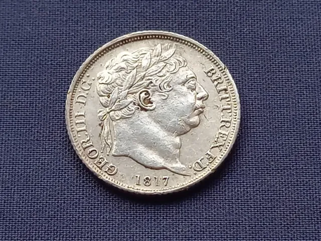 GEORGE III 1817 6d SIXPENCE HIGH GRADE DETAIL TO WREATH