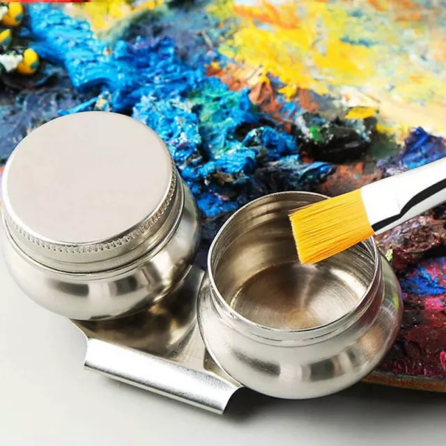 Stainless Steel Drum Painting Palette Oil Paint Pot Single Double Hole DippeYYB