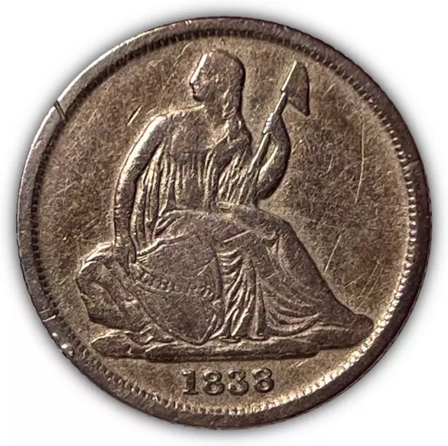 1838-O Seated Liberty Silver Dime Very Fine VF Coin #6024