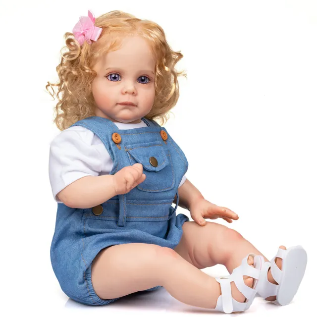 Bambola Reborn 60 cm Neonate Bambine Bebe realistica Corpo Soft Touch Tocchi Bambini Giocattoli