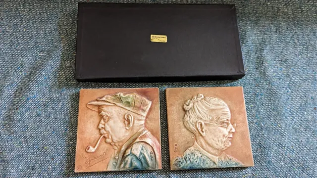 Pair of Vintage  Alice Cranston Fenner Chalkware Plaques Gramp & Gram