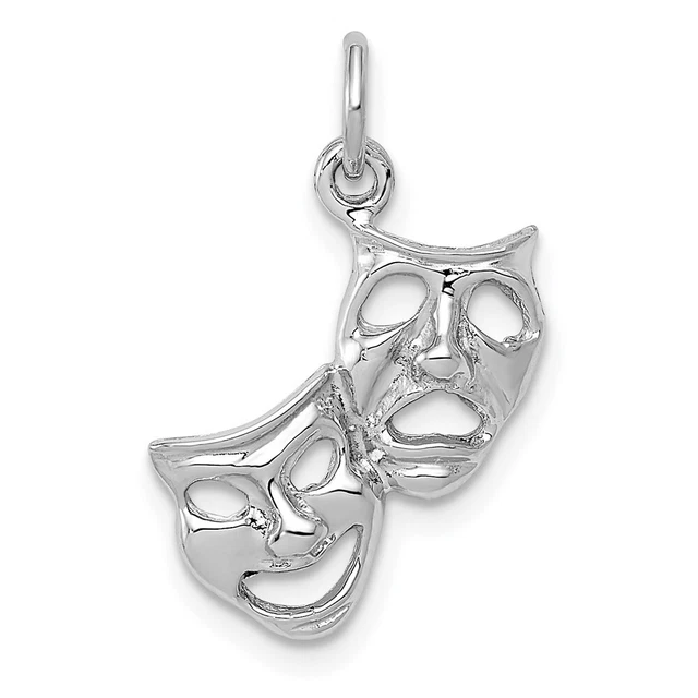 10k White Gold Polished Open-Backed Comedy/Tragedy Charm Pendant