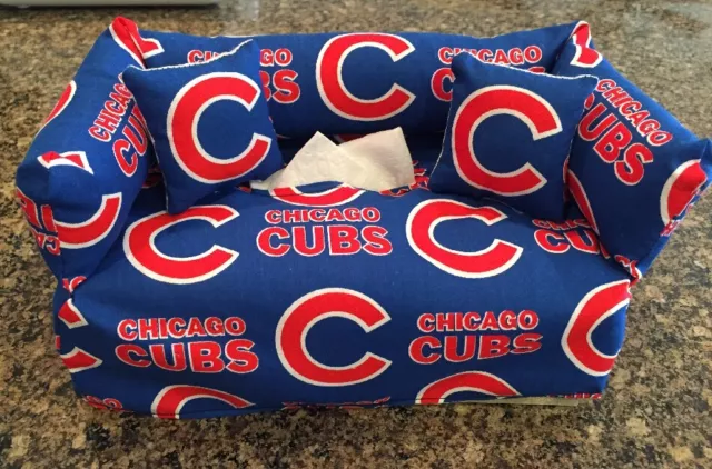 Housse de boîte en tissu canapé canapé Chicago Cubs avec petits oreillers