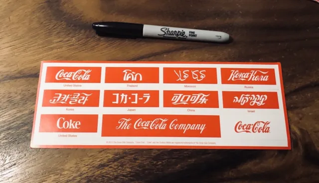 Coke Coca-Cola multiple languages Stickers Sheet, Official Licensed 2015