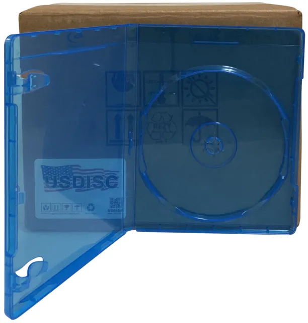 200 USDISC Blu-ray Cases Standard 12mm, Single 1 Disc (Clear Blue)