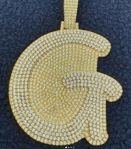 3Ct Round Cut Moissanite Men's "G" Letter Cham Pendant 14k Two Tone Gold Plated