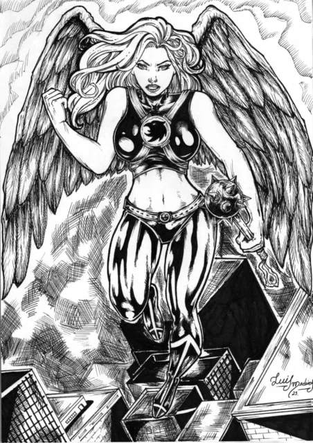Hawkgirl (09"x12") by Luis Medeiros - Ed Benes Studio