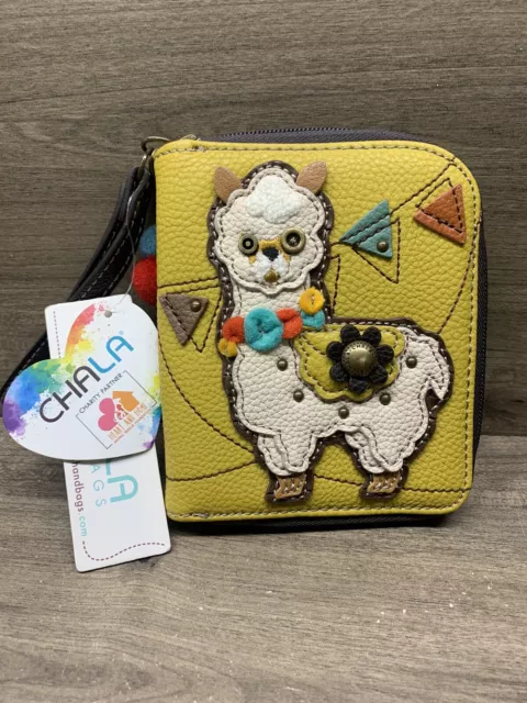 CHALA Zip Around Llama Wallet Wristlet 8 Credit Cards Sturdy Coin Purse NWT