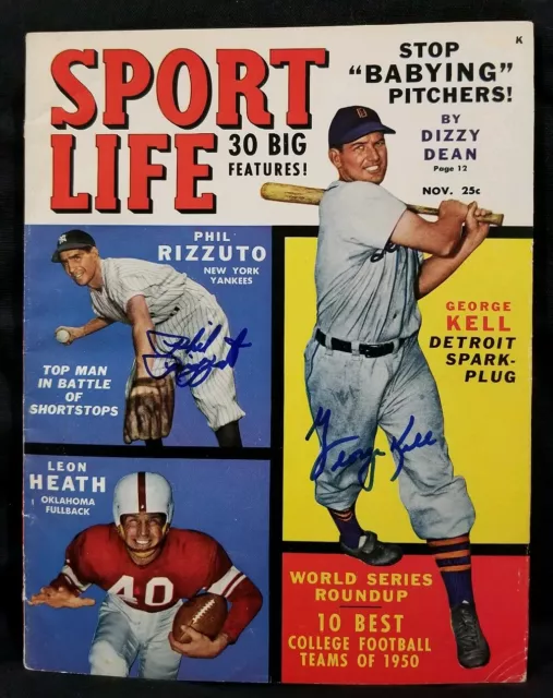 1950 PHIL RIZZUTO & GEORGE KELL Sport Life Signed NY Yankees Tigers Team hof vtg