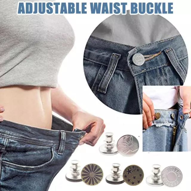 Jeans Metal Buttons Adjustable Detachable Nail Free Clothing DIY Fastener< R7I3