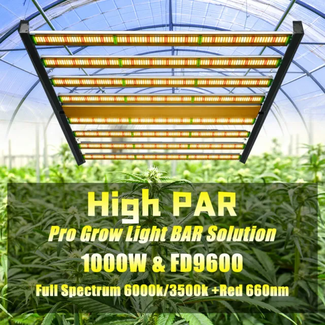 Phlizon 1000W LED Grow Light Bar Samsung Full Spectrum IR Commercial Indoor Grow