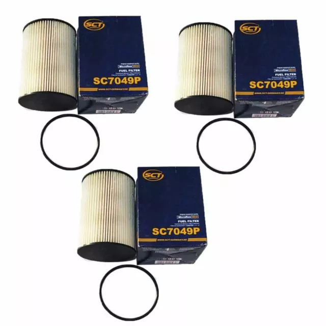 3x SCT Germany SC 7049 P Kraftstofffilter passt für VW Golf V 1K1