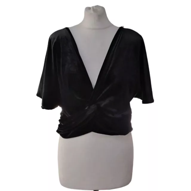 Miss Selfridge Black Soft Feel Knot Front Blouse Womens Size 14 (BY22)