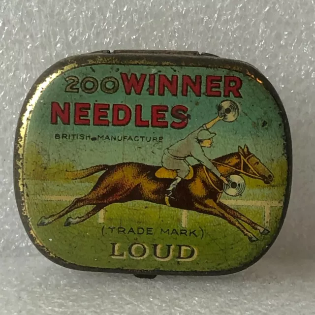 Vintage Winner Gramophone Needle Tin Empty Horse Racing Equestrian Design