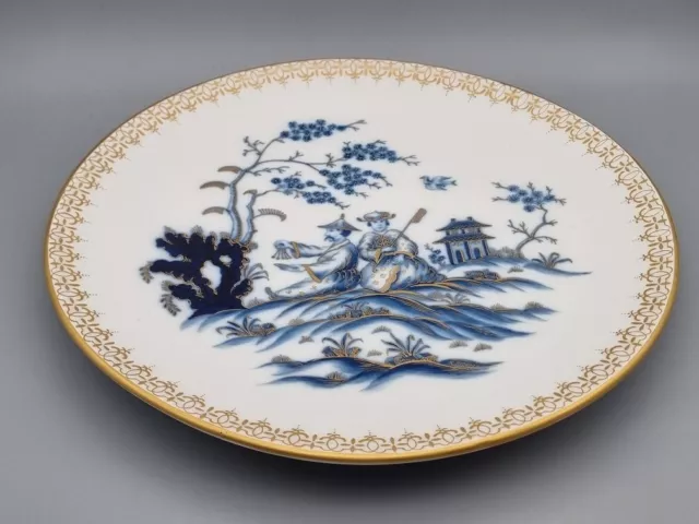 Meissen Porzellan Wandteller, vergoldete Blaumalerei, Felsmalerei Ostasien, rar
