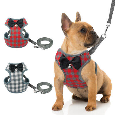 Cute Bow Tie Dog Cat Harness and Lead Soft Mesh Walk Vest for Small Medium Dogs