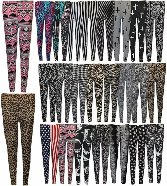 Ladies Skin Fit Stretchy Printed Leggings Fancy Pants Womens Sports Gym Leggings