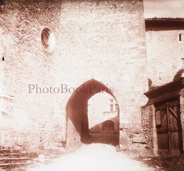 Pérouges Beau Village de France c1930 Photo Plaque verre Stereo Vintage V33L5n5