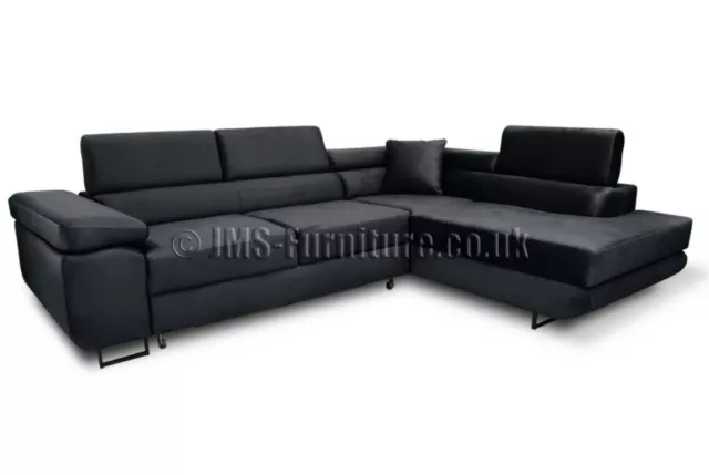 Corner sofa bed ASTON - BLACK  Faux Leather - Fast Delivery !