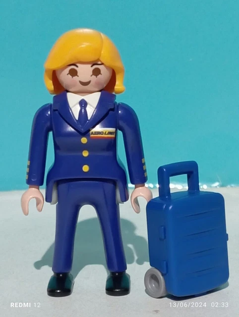 PLAYMOBIL FIGURINE PILOTE D'avion Ref 3187 Aéroport Terminal Commandant De Vol EUR 6,05