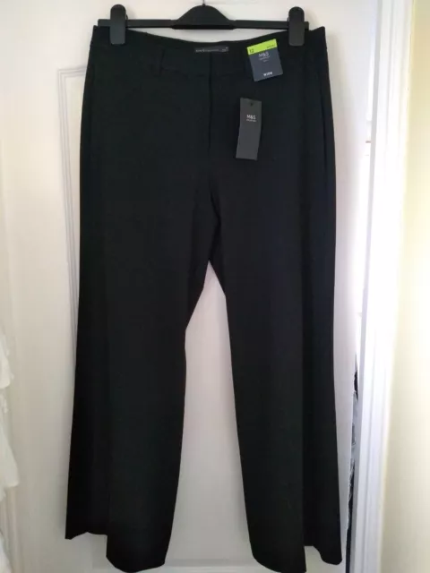 Size 12 black Trousers wide leg Short M&S BNWT PETITE This season Smart