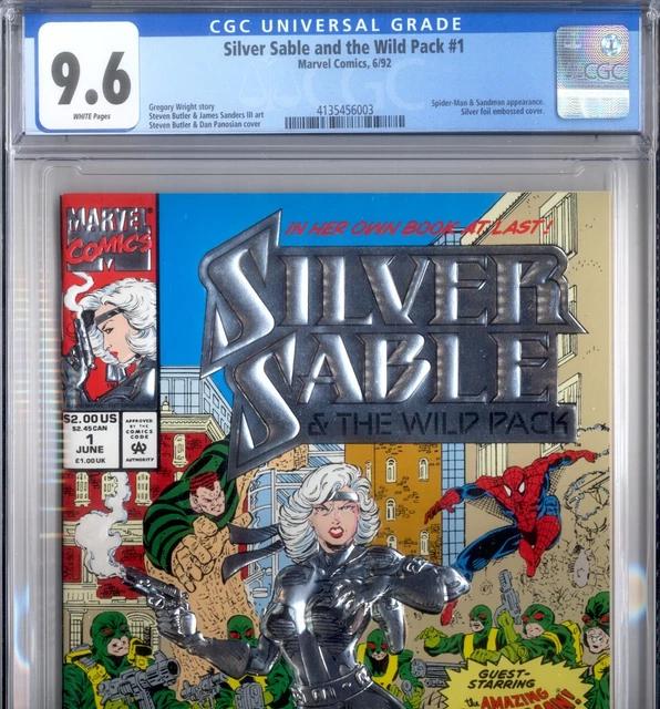 PRIMO:  SILVER SABLE #1 w SPIDER-MAN foil cover 1992 Marvel comics NM+ 9.6 CGC