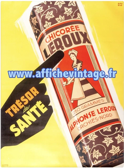Affiche Publicitaire Ancienne Chicorée Leroux – éducative Sur Le Cycle, France, Années 1900-1979