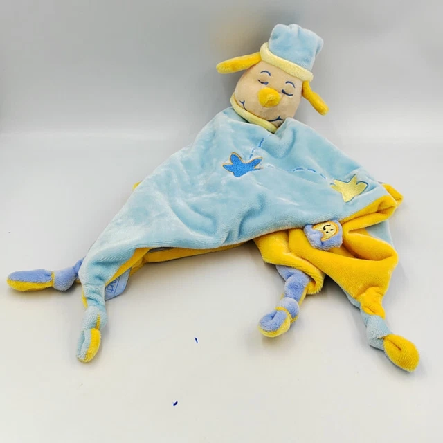 Doudou plat chien lapin bleu lune étoile soleil deux visages POP ART - 32854