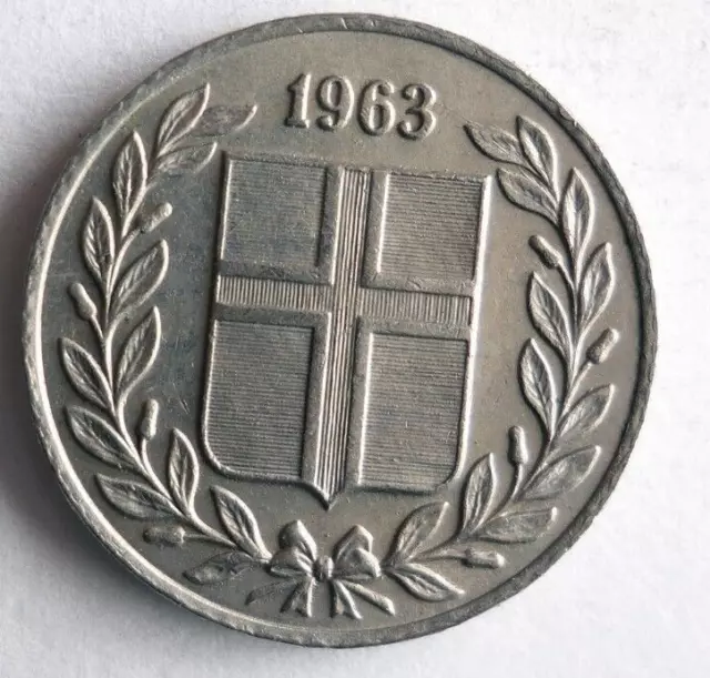 1963 Islande 25 Aurar - Excellent Pièce de Monnaie Islande Poubelle Zzz