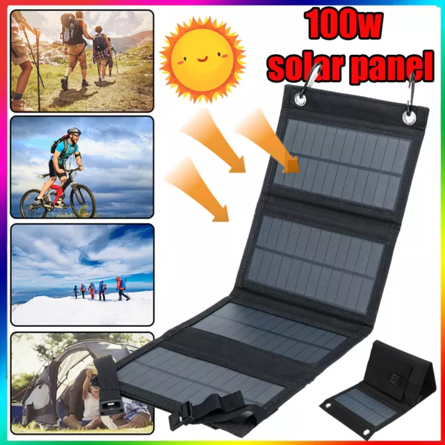 100W Solar Panel Solar Panel Battery Power Bank Mobile Phone USB Charger Camping