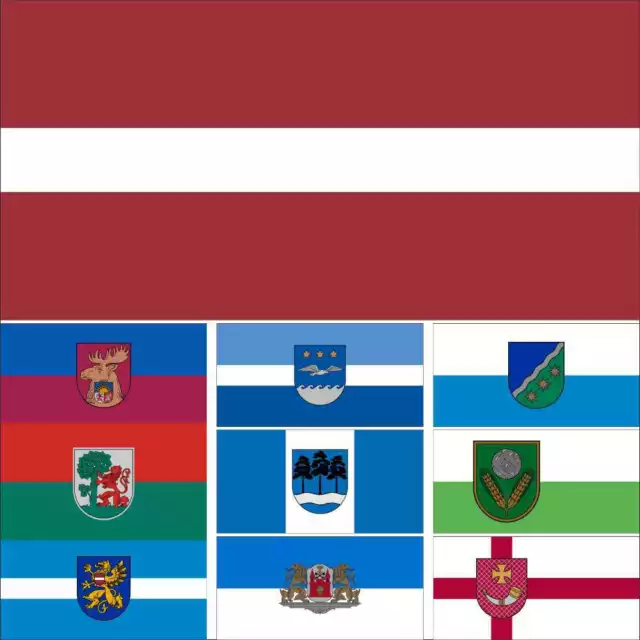 Latvia Municipality Flag Jelgava Jurmala Liepāja Ogre Rēzekne Riga Ventspils