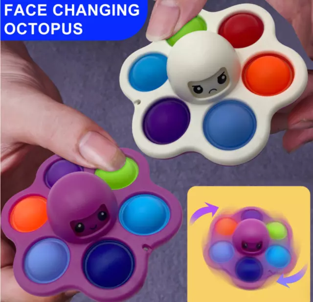 Silicone Sensory Fidget PopIt Push Bubble Relieve Autism Antistress Toy Spinner